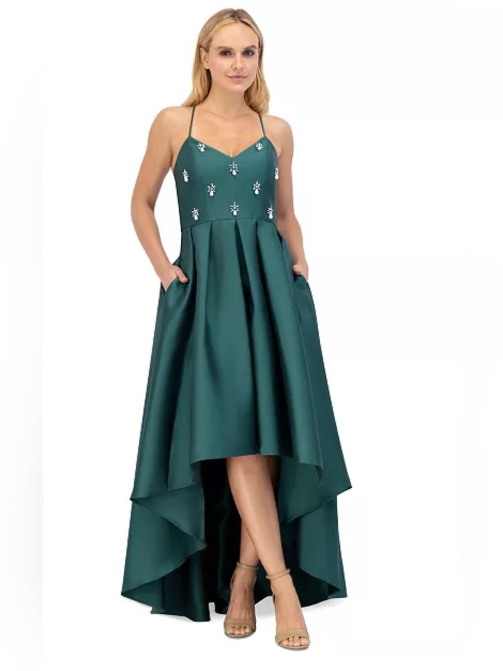 embellished high/low chiffon dress eliza j Mikado High-Low Cocktail in Emerald at Nordstrom, Size 14 Size:44.5 weekly deal Siren Gaze Women's Elegant Midi dresses offering a rare and